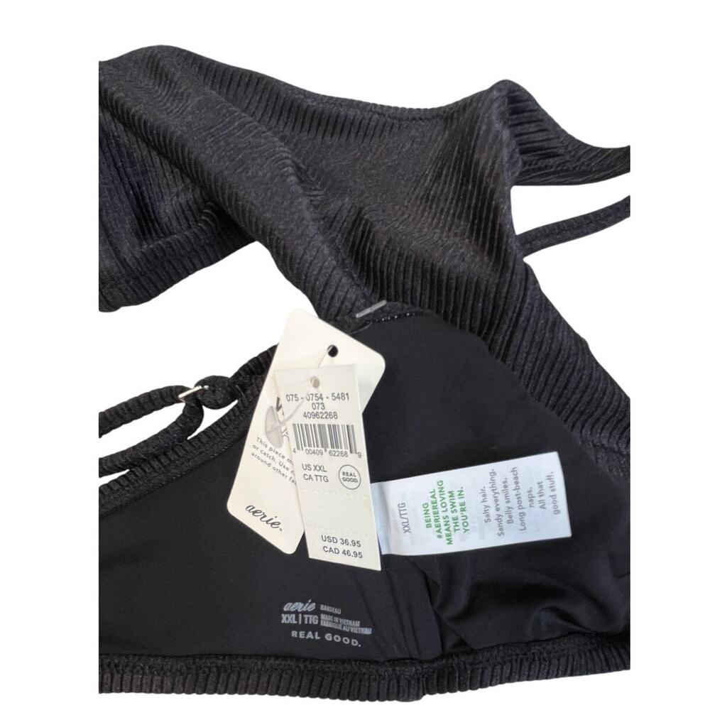 Aerie Black Ribbed one shoulder bandeau swim top - XXL - Picture 4 of 6